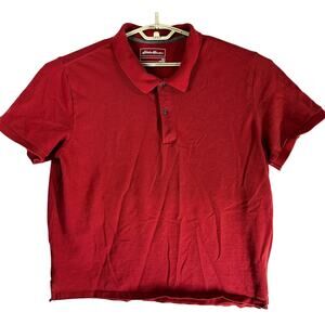 Eddie Bauer Polo Shirt Men Size XXL Red Short Sleeve 100% Cotton Preppy Casual